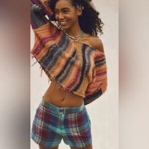 NWOT Free People Madras Plaid Shorts